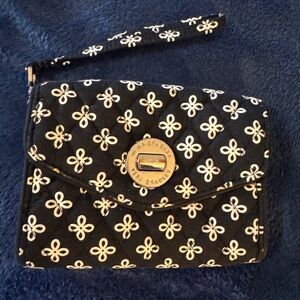 Vera Bradley Black and White Floral Wristlet